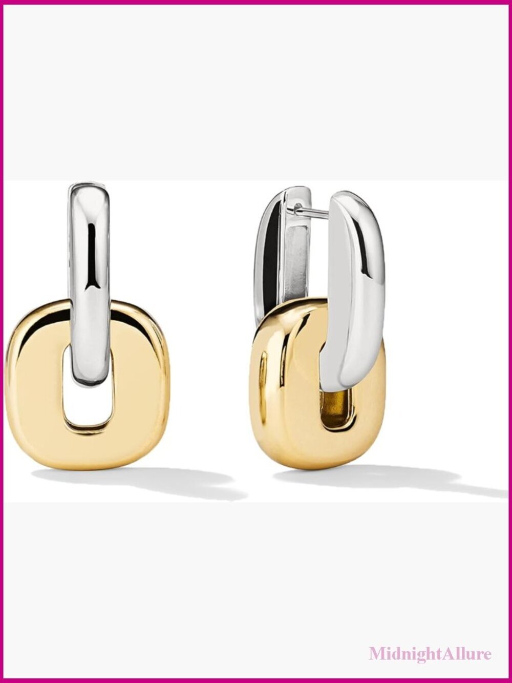 Chunky Geometric Convertible Hoop Earrings, Trendy Link Design, Hypoallergenic